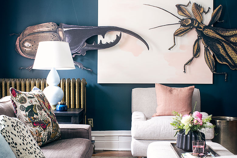 Handmade Giant Insect Art in Family Room | Nicole Balch, Making it Lovely