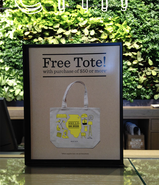 West Elm Free Tote for Oakbrook Store Opening, Designed by Nicole Balch
